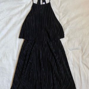 two-tiered ruched black dress